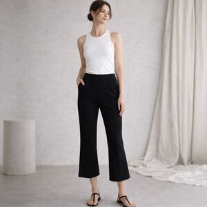 MEIMEIJ Black Flare Pull On Trousers Sz IT44 Medium Made in Italy Seam Detail